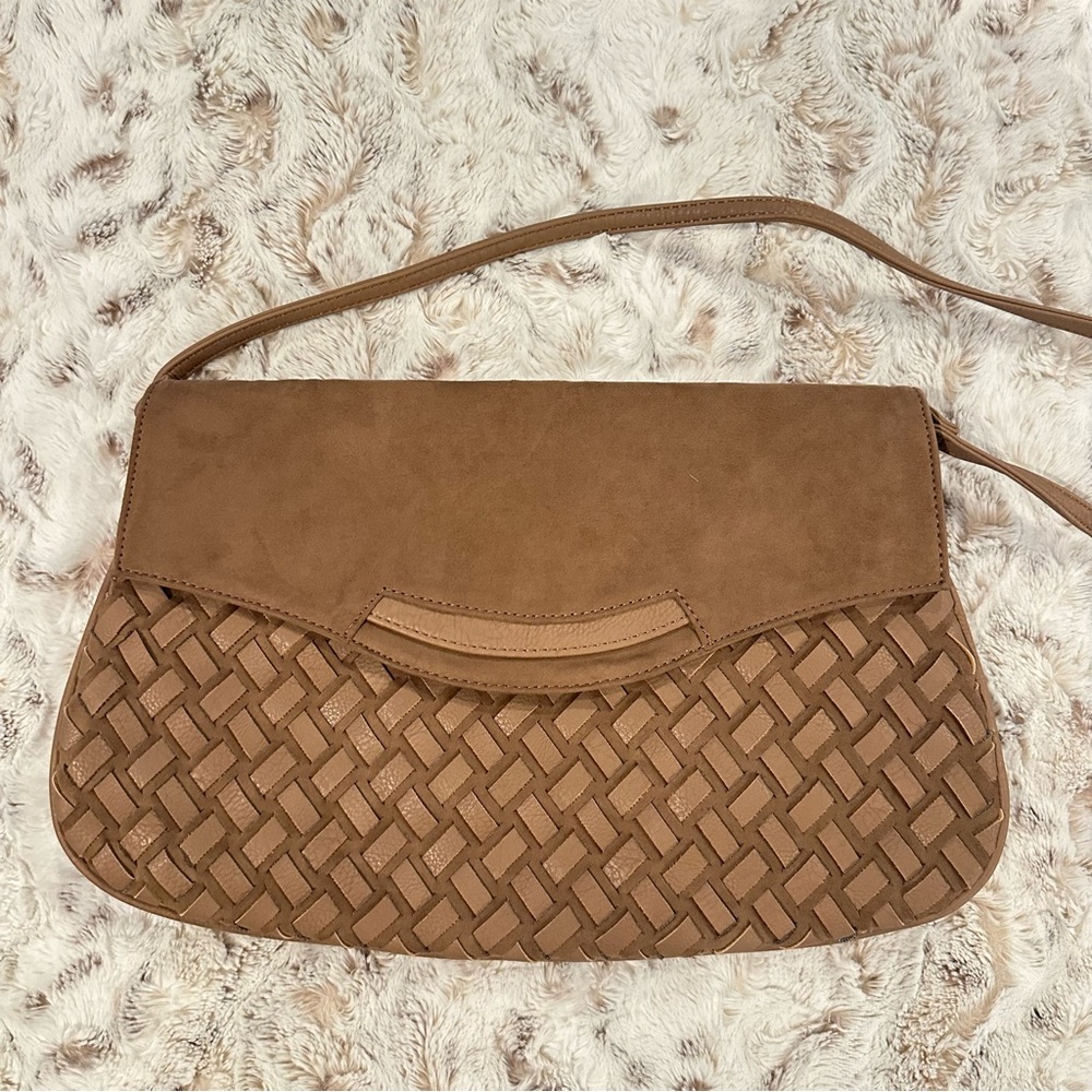 NWOT Big Buddha Brown Woven Crossbody Shoulder Bag
